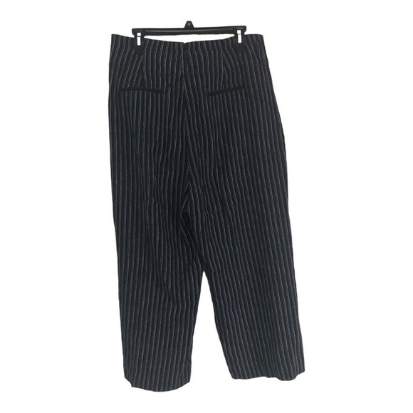 J. Crew Point Sur Pleated Front Pinstripe Dress Pants Black Women's Size 14 - Picture 6 of 7